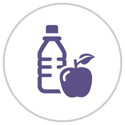 icon of a water bottle and apple